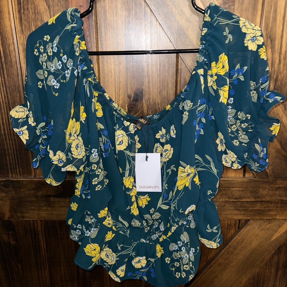 Sugarlips off the shoulder floral blouse